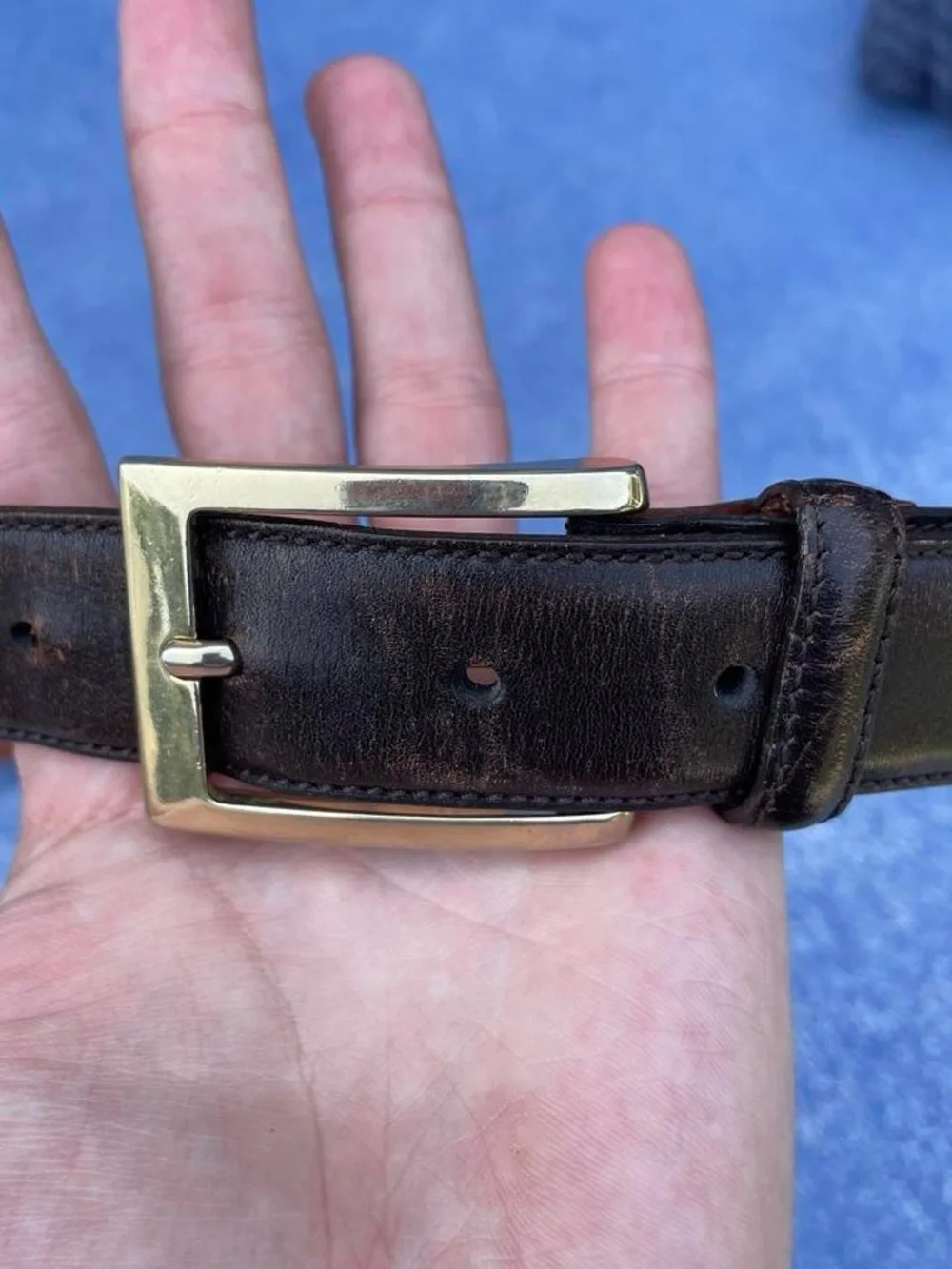 Classic Brooks Brothers 346 Men's Dark Brown Genuine Leather Belt
